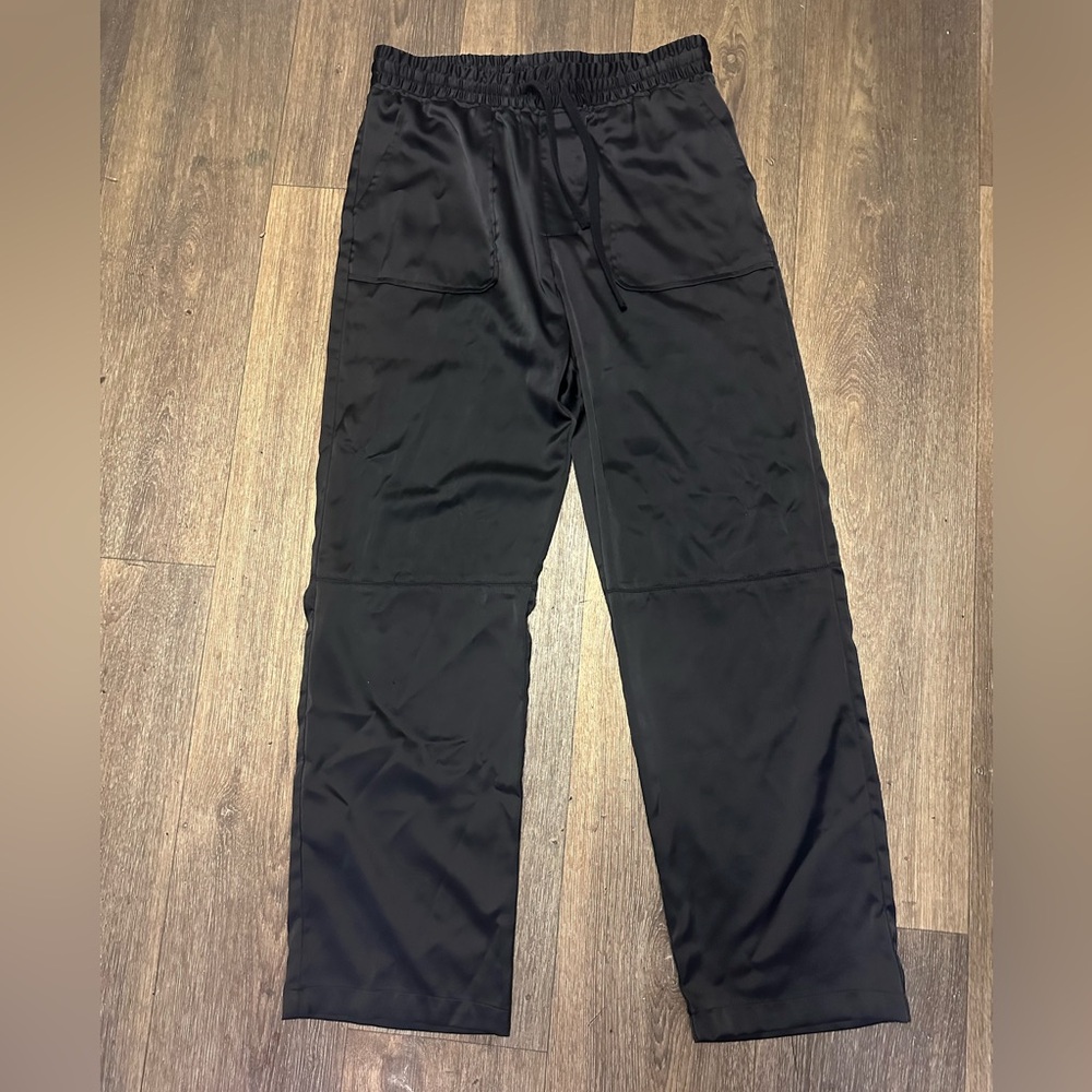 Forever 21 Men's Satin Black Drawstring Jogger Pants